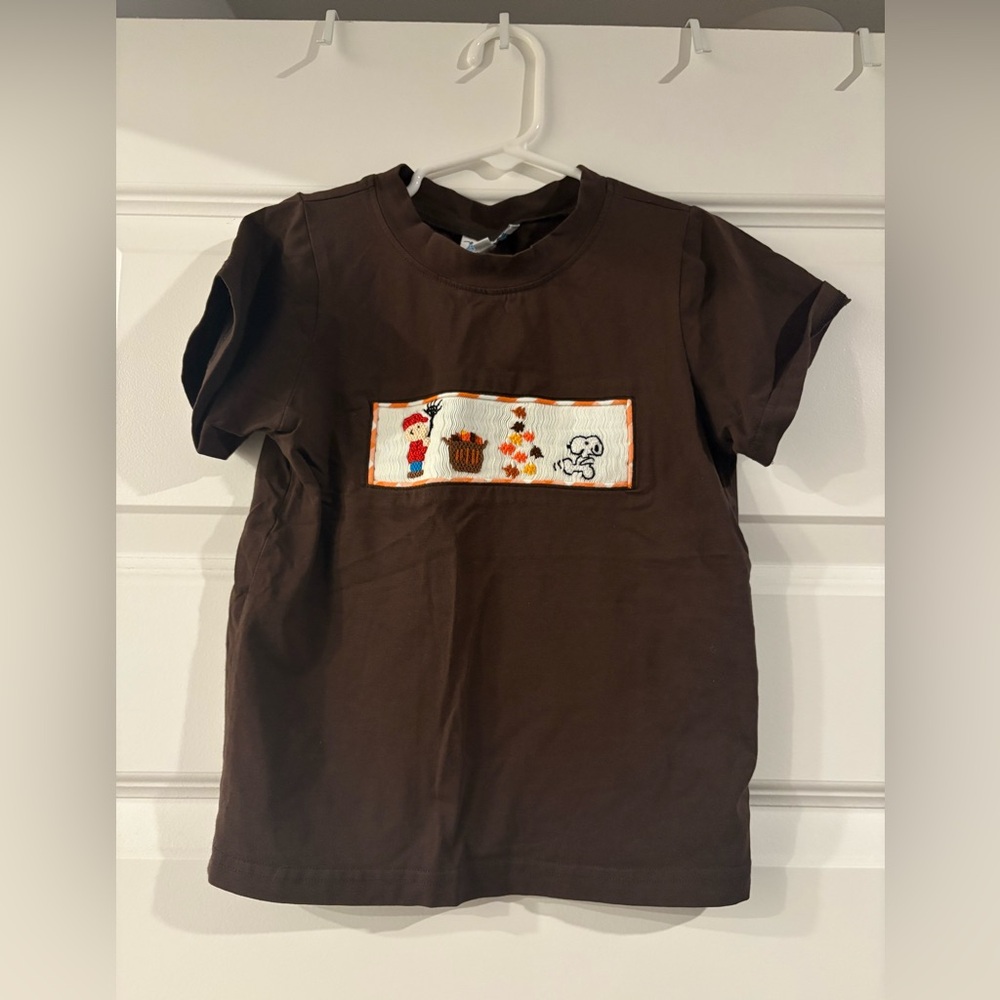 Kids Charlie Brown Smocked Shirt with Embroidered Design